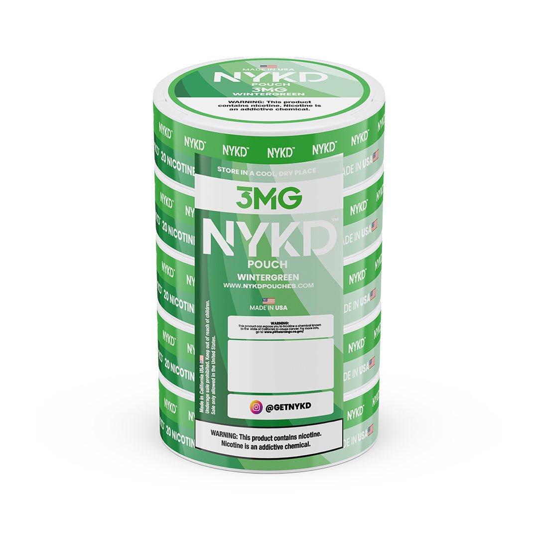 NYKD-3MG-SLEEVES-WINTER-GREAN_86696268-7b42-44a9-b626-59229b643ccb NYKD POUCH USA - Premium Nicotine Pouches - Wintergreen | Master Case - Image 1